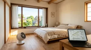 2階の寝室にこもる夏の暑さを和らげるための対策と涼しい部屋づくりのイメージ